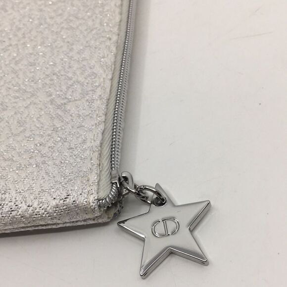 Dior Forever Glow Beauty Max Silver Makeup Pouch Clutch Star Zipper Pull - Picture 9 of 15